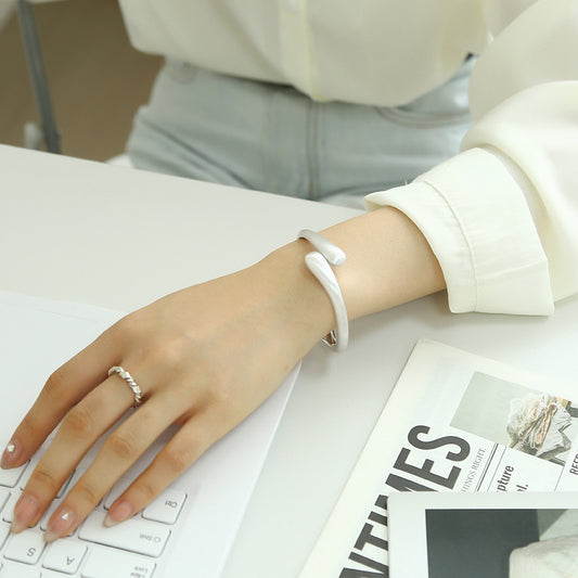 Women's Open Cuff Bangle Electroplated Zinc Alloy Bracelet