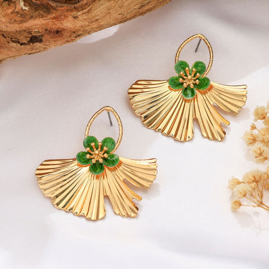 Women's Ginkgo Leaf Flower Earrings Electroplated Zinc Alloy Drop Earrings