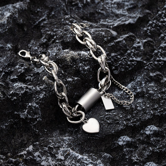 Unisex Heart Charm Chain Bracelet Electroplated Alloy Bracelet
