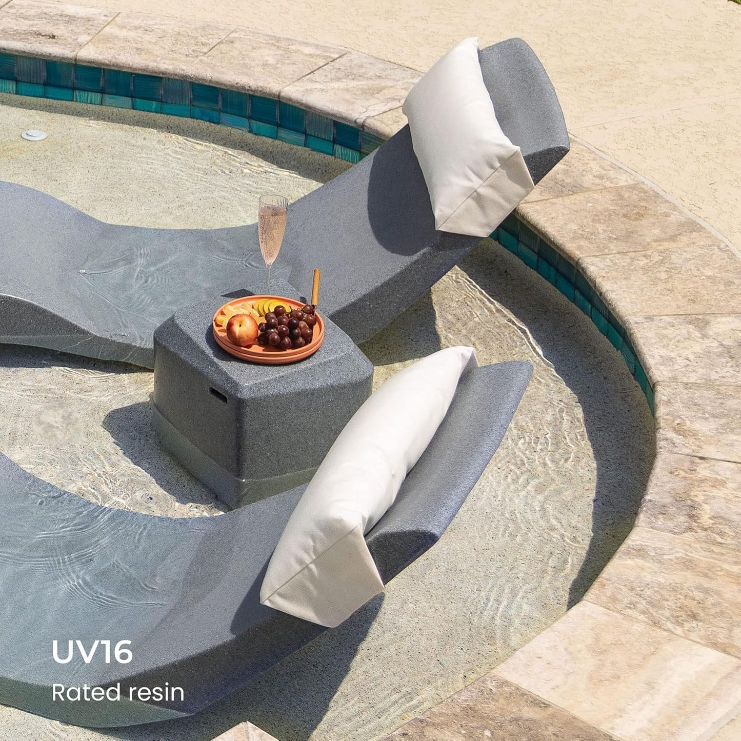Classic White - in-Pool Chaise Lounger – Designed for Water Depths Up to 9” – Aqua Outdoors – Set of 2 – Compatible with All Pool Types - Poolside & Sun Deck Tanning