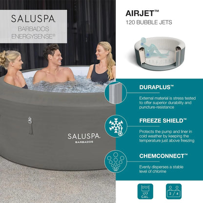 Inflatable Hot Tub Spa (71" x 26") | Portable Hot Tub with 2 Covers (1 Energy-Efficient Thermal Cover and 1 Standard Cover) | Fits Up to 2-4 Persons | Black