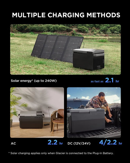 Car Refrigerator, 40 Qt(38L) Portable Refrigerator, Electric Cooler with Ice Maker, Dual Zone WIFI APP Control(-13℃~50℃), 12/24V DC/AC For Camping, Travel, Fishing, Outdoor, Truck