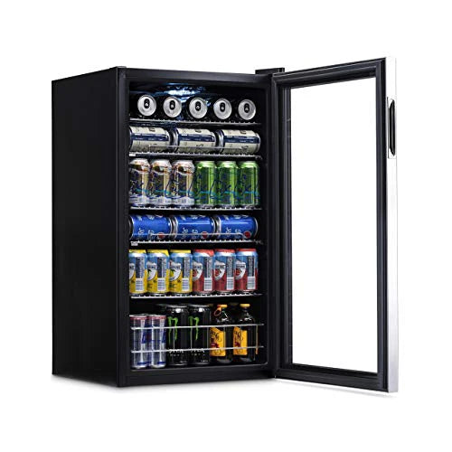 Beverage Refrigerator Cooler | 126 Cans Free Standing with Right Hinge Glass Door