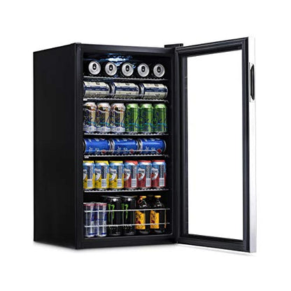Beverage Refrigerator Cooler | 126 Cans Free Standing with Right Hinge Glass Door