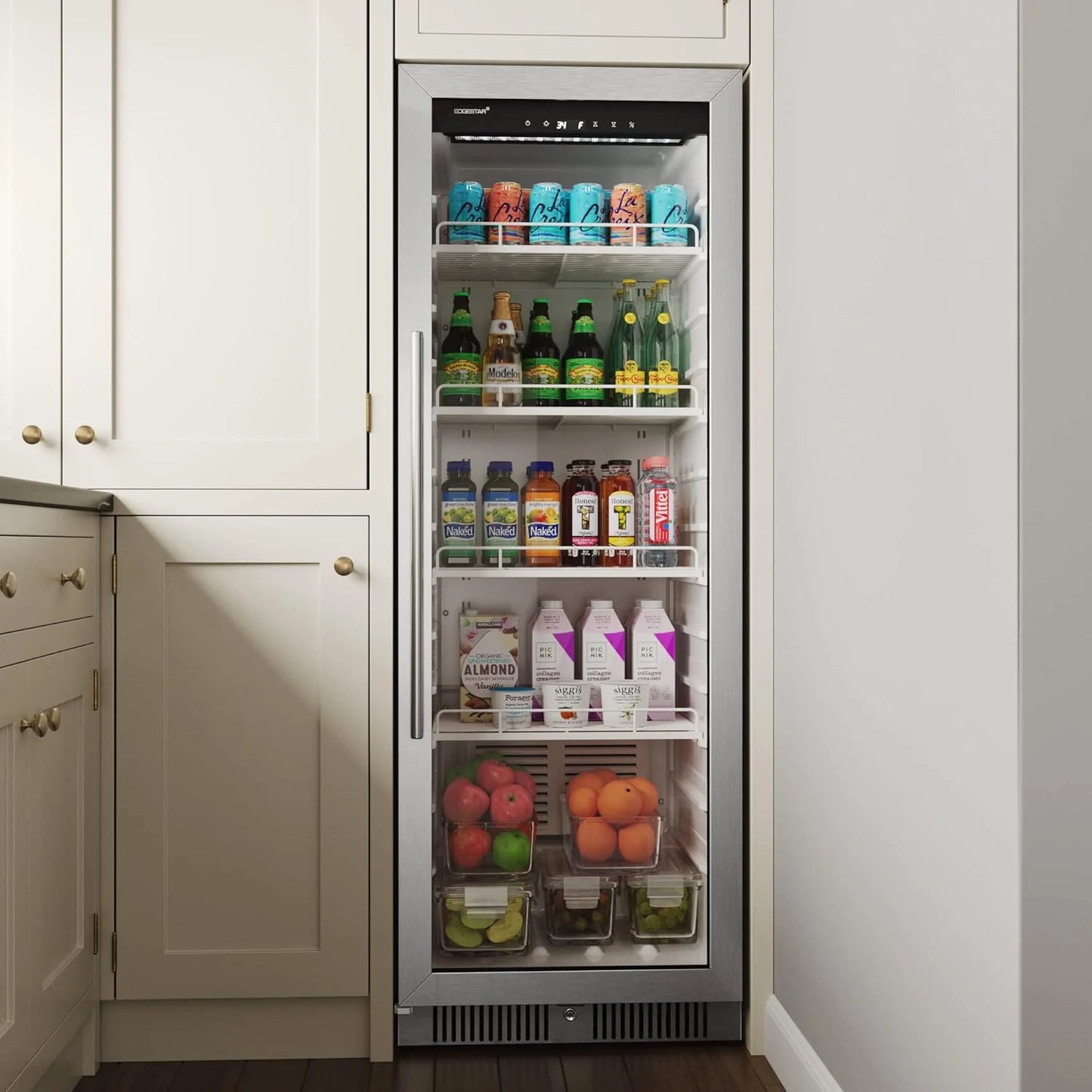 22" Wide 10.1 Cu. Ft. Commercial Beverage Merchandiser – Stainless Steel, Temp Alarm, Reversible Door