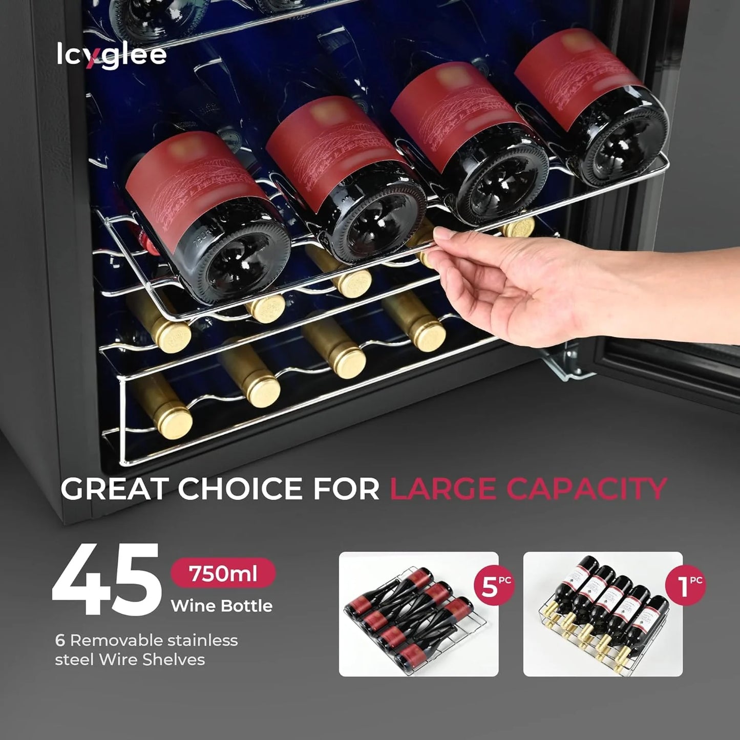Beverage Refrigerator Cooler - 126 Can Mini Fridge with Glass Door for Soda Beer or Wine, Beverage Cooler for Home, Office, Bar with Adjustable Removable Shelves, Silver