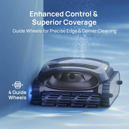 Cordless Robotic Pool Vacuum Cleaner, Smart Surface Parking, Double-Pass Waterline Scrubbing, Cleans Floor, Walls, and Waterline, Above & In-Ground Pools up to 3,230 sq.ft - Blue