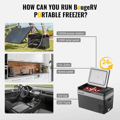 12 Volt Refrigerator 12V Car Fridge 23 Quart Portable Freezer Compressor Cooler 12/24V DC 110~240 Volt AC for Truck Van RV Camper SUV Travel Camping Road Trips Tailgating -7℉~50℉