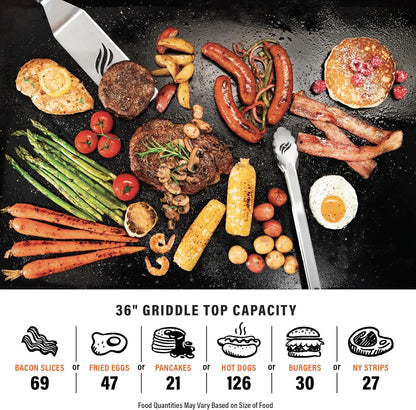Iron-Forged 36" Omnivore Griddle – Premium Powder-Coated Steel with Reinforced Hood, Black Finish