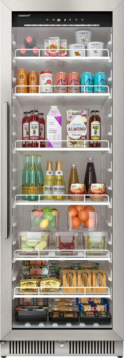 22" Wide 10.1 Cu. Ft. Commercial Beverage Merchandiser – Stainless Steel, Temp Alarm, Reversible Door