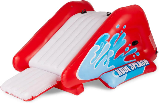 Inflatable Water Slide Swimming Pool Play Center with Built in Sprayers for Kids and Adults, Ages 6 and Up, Blue