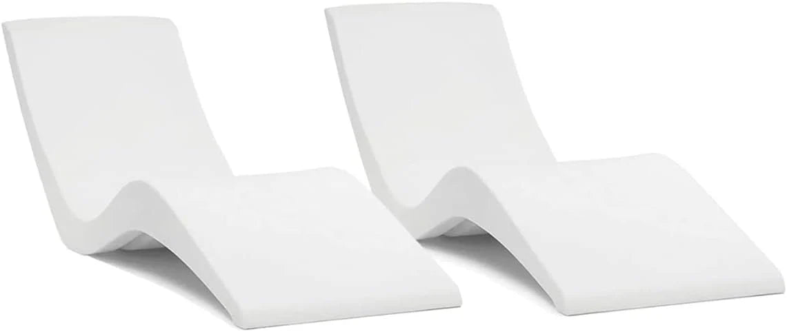 Classic White - in-Pool Chaise Lounger – Designed for Water Depths Up to 9” – Aqua Outdoors – Set of 2 – Compatible with All Pool Types - Poolside & Sun Deck Tanning