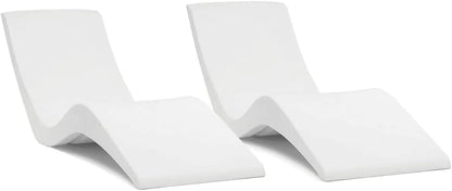 Classic White - in-Pool Chaise Lounger – Designed for Water Depths Up to 9” – Aqua Outdoors – Set of 2 – Compatible with All Pool Types - Poolside & Sun Deck Tanning