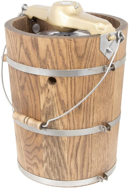6 qt Ice Cream Maker – Classic Wooden Tub – Hand Crank