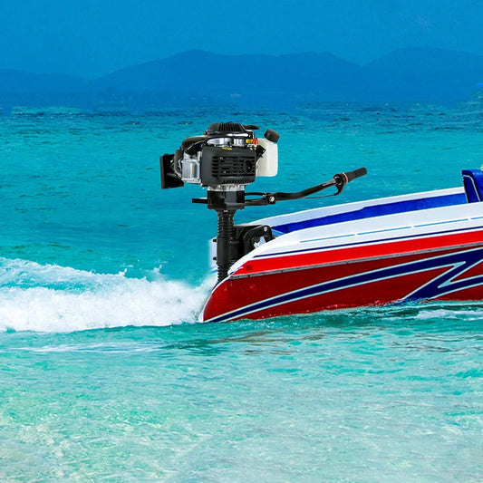 4 Stroke Outboard Motor, 4HP Heavy Duty Fishing Boat Engine with Wind Cooling CDI System, 55CC Jet Pump Boat Engine for Fishing Boats, Rubber Boats, 4hp Outboard Motor