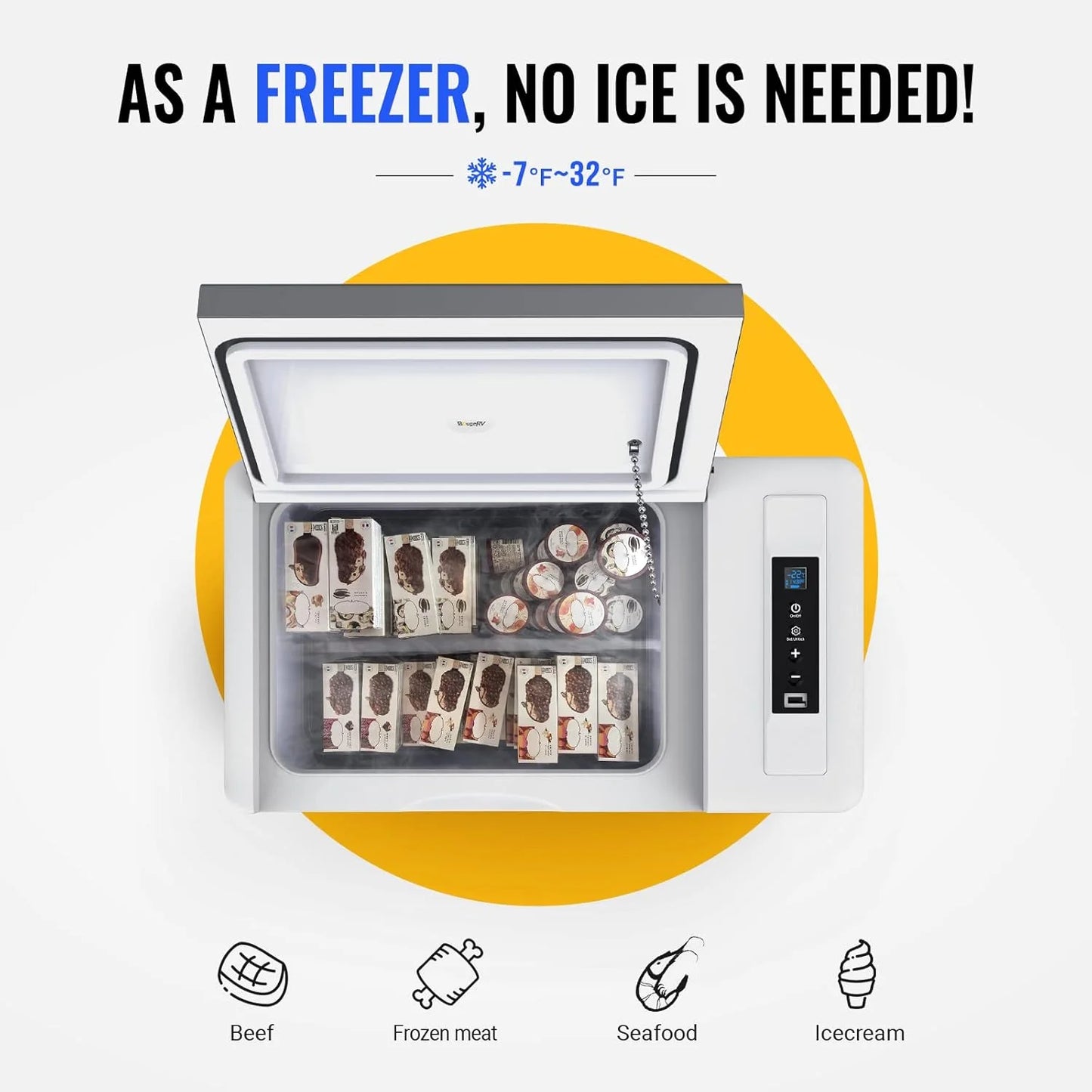 12 Volt Refrigerator 12V Car Fridge 23 Quart Portable Freezer Compressor Cooler 12/24V DC 110~240 Volt AC for Truck Van RV Camper SUV Travel Camping Road Trips Tailgating -7℉~50℉