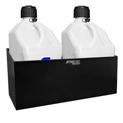 Dual Fuel Jug Holder – Aluminum Design for Two 5 Gallon Jugs, Black Storage Organizer for Trailers & Garages
