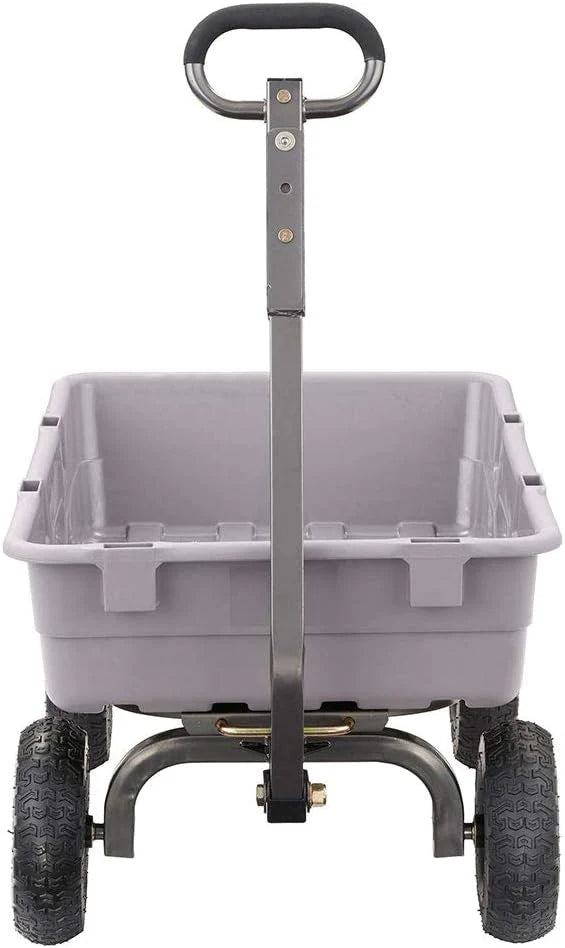 Heavy Duty Poly Utility Dump Wagon Garden Cart w/Pneumatic Tires, 6 Cu Ft - 1200 lb Capacity Outdoor Wheelbarrow for Yard, Landscaping & Gardening, Lawn Tractor or ATV Towable-Gorilla Carts