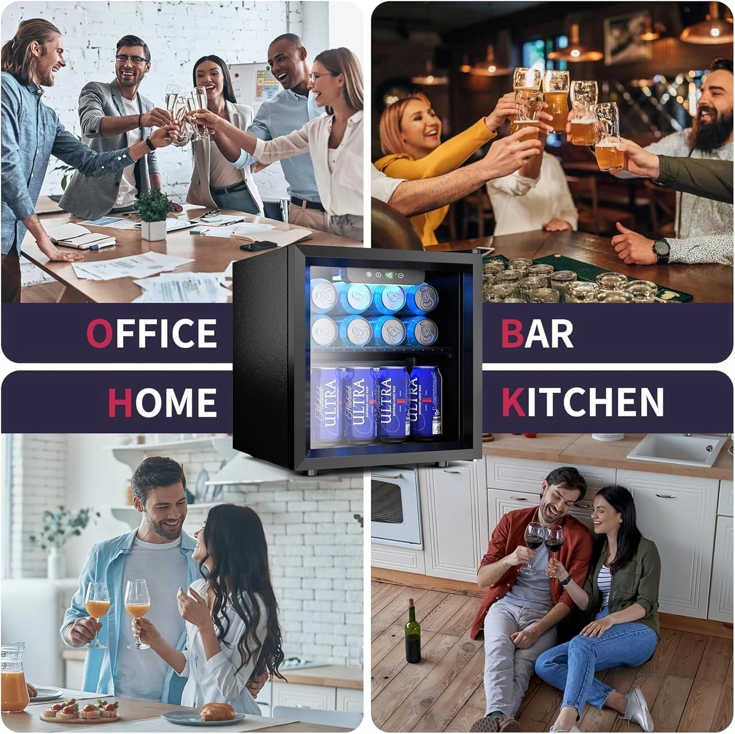 Beverage Refrigerator Cooler - 126 Can Mini Fridge with Glass Door for Soda Beer or Wine, Beverage Cooler for Home, Office, Bar with Adjustable Removable Shelves, Silver
