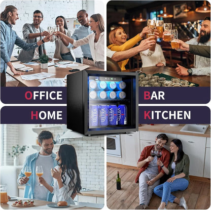 Beverage Refrigerator Cooler - 126 Can Mini Fridge with Glass Door for Soda Beer or Wine, Beverage Cooler for Home, Office, Bar with Adjustable Removable Shelves, Silver