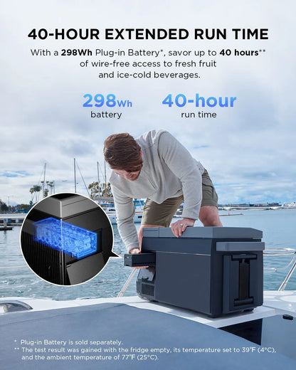 Car Refrigerator, 40 Qt(38L) Portable Refrigerator, Electric Cooler with Ice Maker, Dual Zone WIFI APP Control(-13℃~50℃), 12/24V DC/AC For Camping, Travel, Fishing, Outdoor, Truck