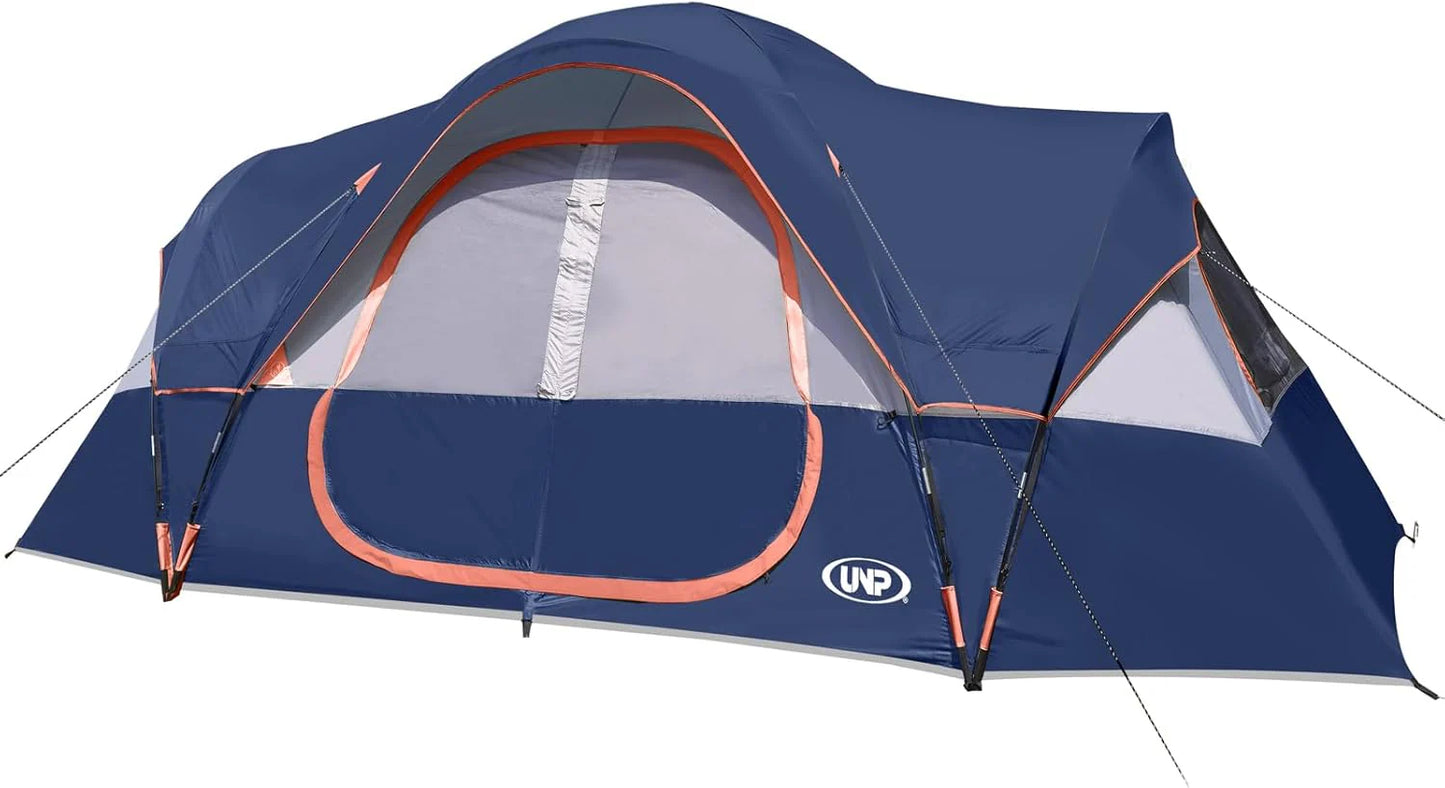 Camping Tent 10-Person-Family Tents, Parties, Music Festival Tent, Big, Easy Up, 5 Large Mesh Windows, Double Layer, 2 Room, Waterproof, Weather Resistant, 18ft x 9ft x78in