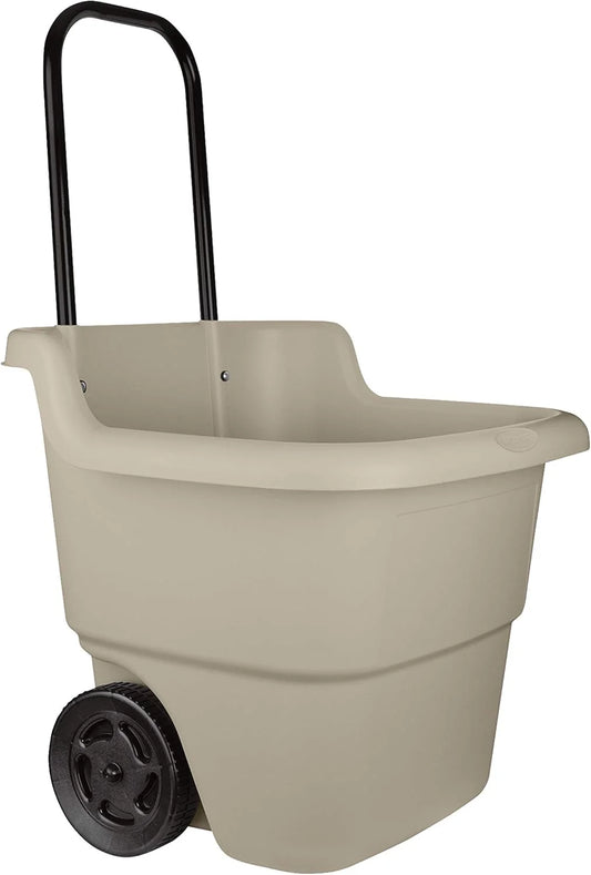 15.5 Gallon Multi-Purpose Rolling Cart with Wheels, Durable Plastic, Brown/Taupe