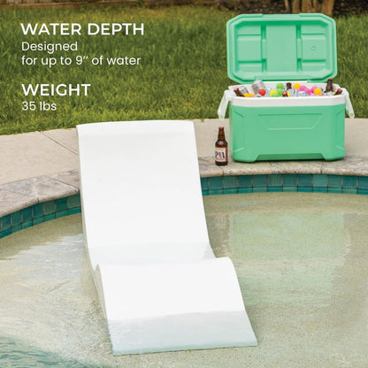 Classic White - in-Pool Chaise Lounger – Designed for Water Depths Up to 9” – Aqua Outdoors – Set of 2 – Compatible with All Pool Types - Poolside & Sun Deck Tanning