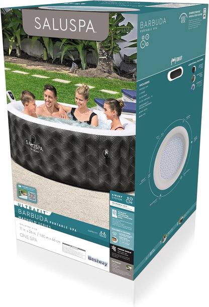 Inflatable Hot Tub Spa (71" x 26") | Portable Hot Tub with 2 Covers (1 Energy-Efficient Thermal Cover and 1 Standard Cover) | Fits Up to 2-4 Persons | Black