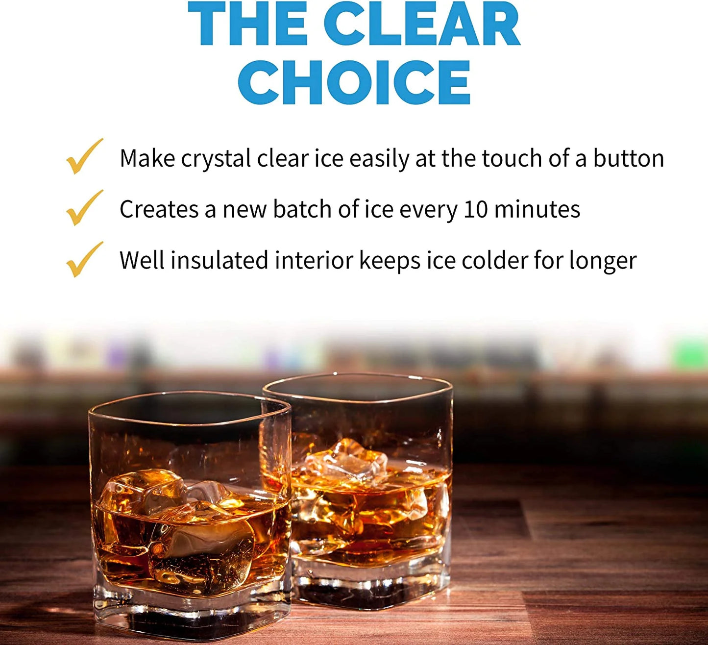 Clear Ice Cube Maker Machine 40 lbs. of Ice in 24 Hours, Portable Design in Stainless Steel