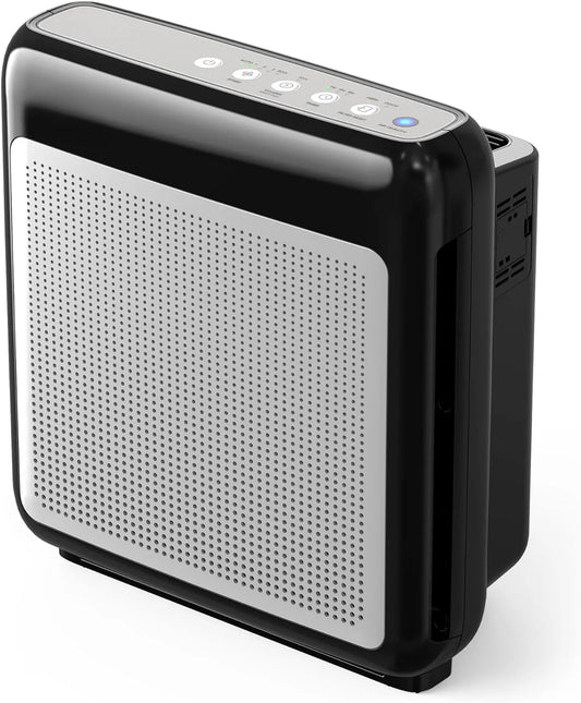 Air Purifiers for Home Up to 1,748ft², True HEPA Filter for Smoke, Allergies, Pet Dander, Odor, Air Quality Monitor, Auto&Eco Mode, Timer, Filter Indicator, 200M, Black