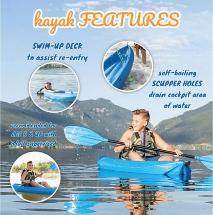 6' Youth Kayak with Paddle. Designed for Stability and Safety, It's The Perfect Choice for Young Paddlers Ready to Conquer The Water