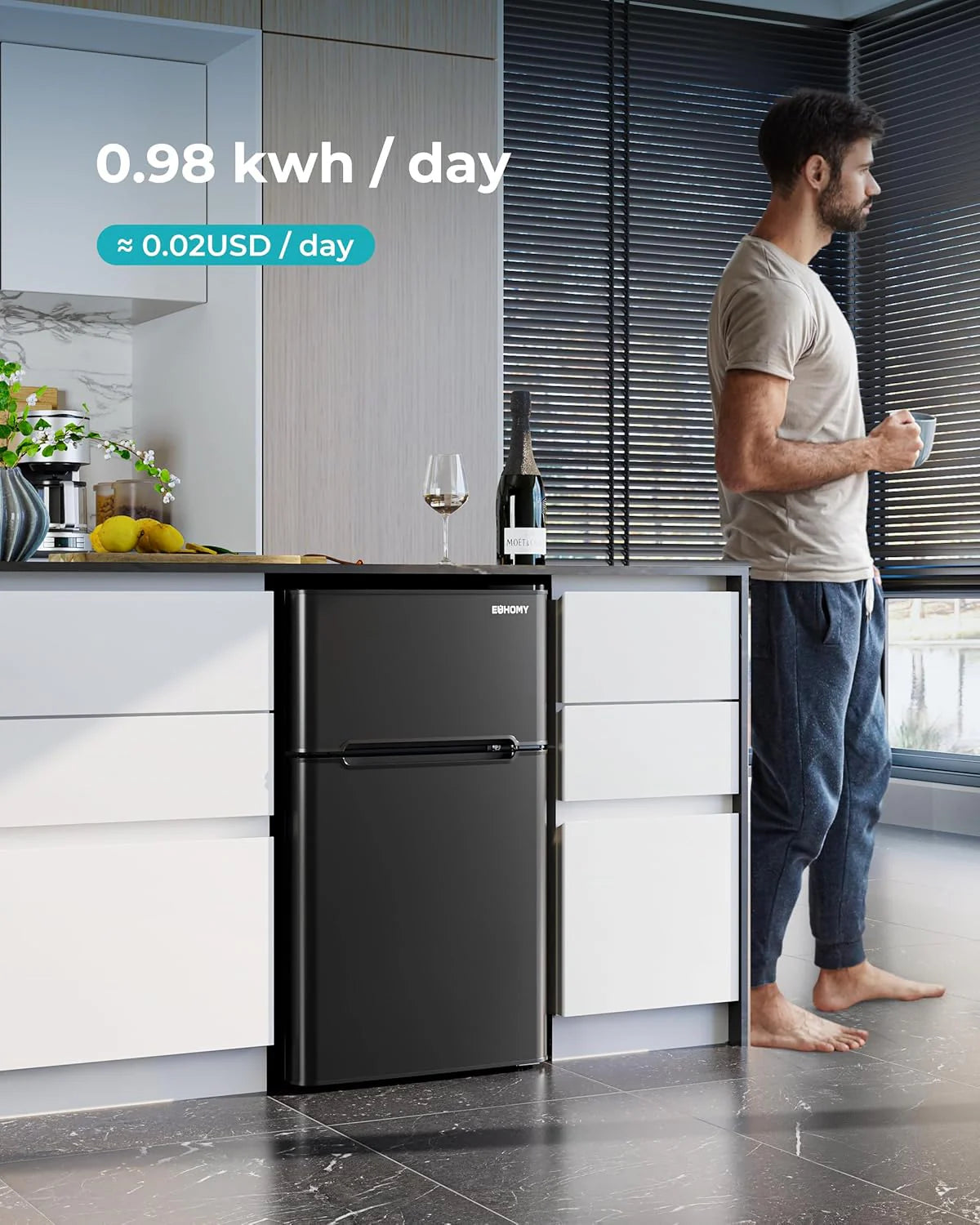 3.2 Cu.Ft Mini Fridge with Freezer – 2-Door Compact Refrigerator for Bedroom, Dorm, Office or Apartment, Silver3.2 Cu.Ft Mini Fridge with Freezer – 2-Door Compact Refrigerator for Bedroom, Dorm, Office or Apartment, Silver