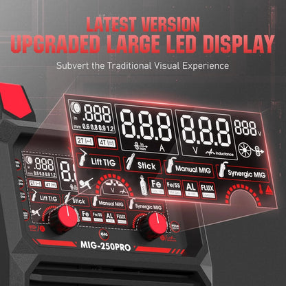 135Amp MIG Welder,110V Flux Core Welder Flux Core MIG/Lift TIG/Stick 3-in-1 Large LED Digital Display Welding Machine IGBT Inverter Welder FLUX-135PRO