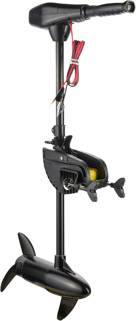 55lb Thrust Saltwater Transom Mounted Electric Trolling Motor plus Newport 12V50Ah Deep Cycle Heavy-Duty Marine Battery, Sealed AGM Kit, Everything Needed to Operation Motor