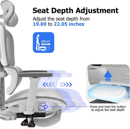 3D Ergonomic Office Chair – High Back Mesh Desk Chair with 3D Adjustable Armrests, Wheels, for Home and Office.