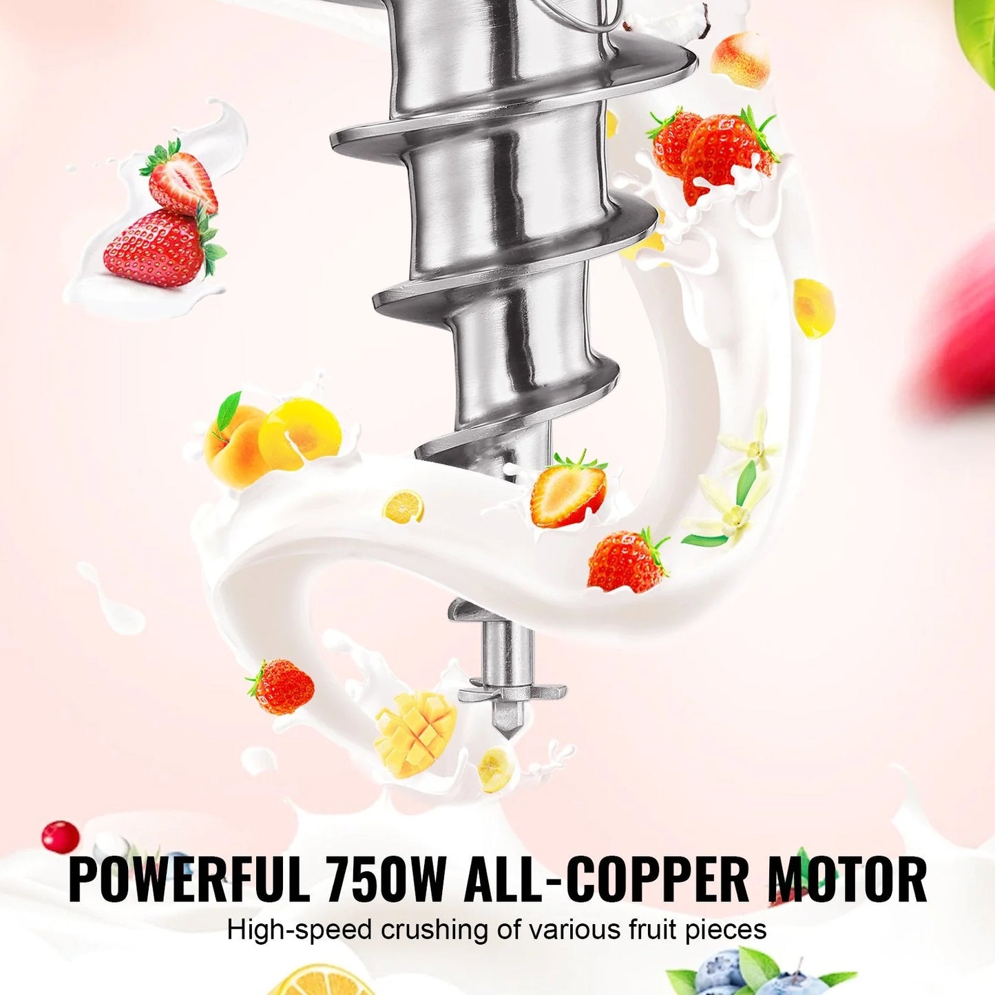 Ice Cream Blender 750W High Speed Mixer 1740 RPM 304 Stainless Steel New