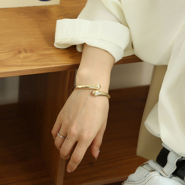 Women's Open Cuff Bangle Electroplated Zinc Alloy Bracelet