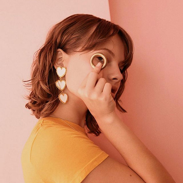 Women's Triple Heart Dangle Earrings Alloy Open Heart Drop Earrings