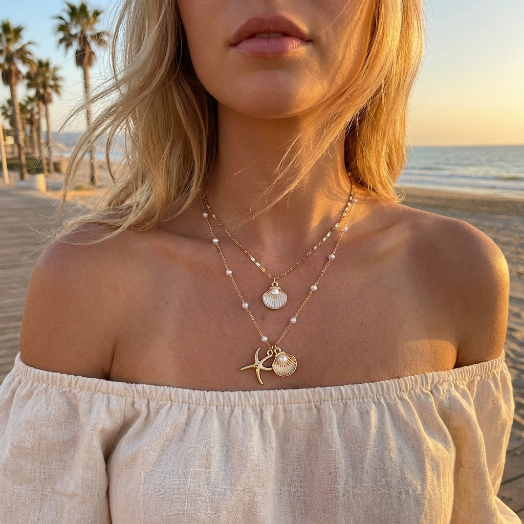 Women's Layered Pendant Necklace Set Zinc Alloy Necklace