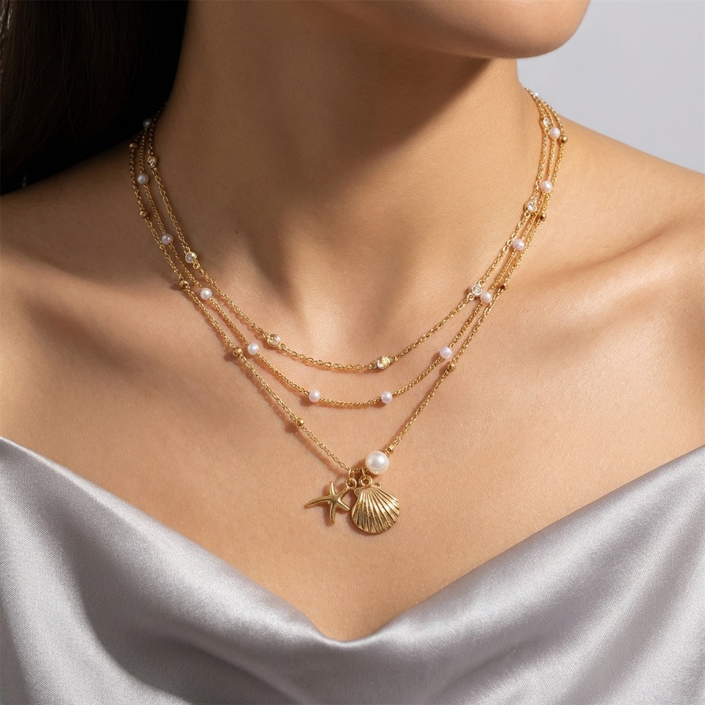 Women's Layered Pendant Necklace Set Zinc Alloy Necklace