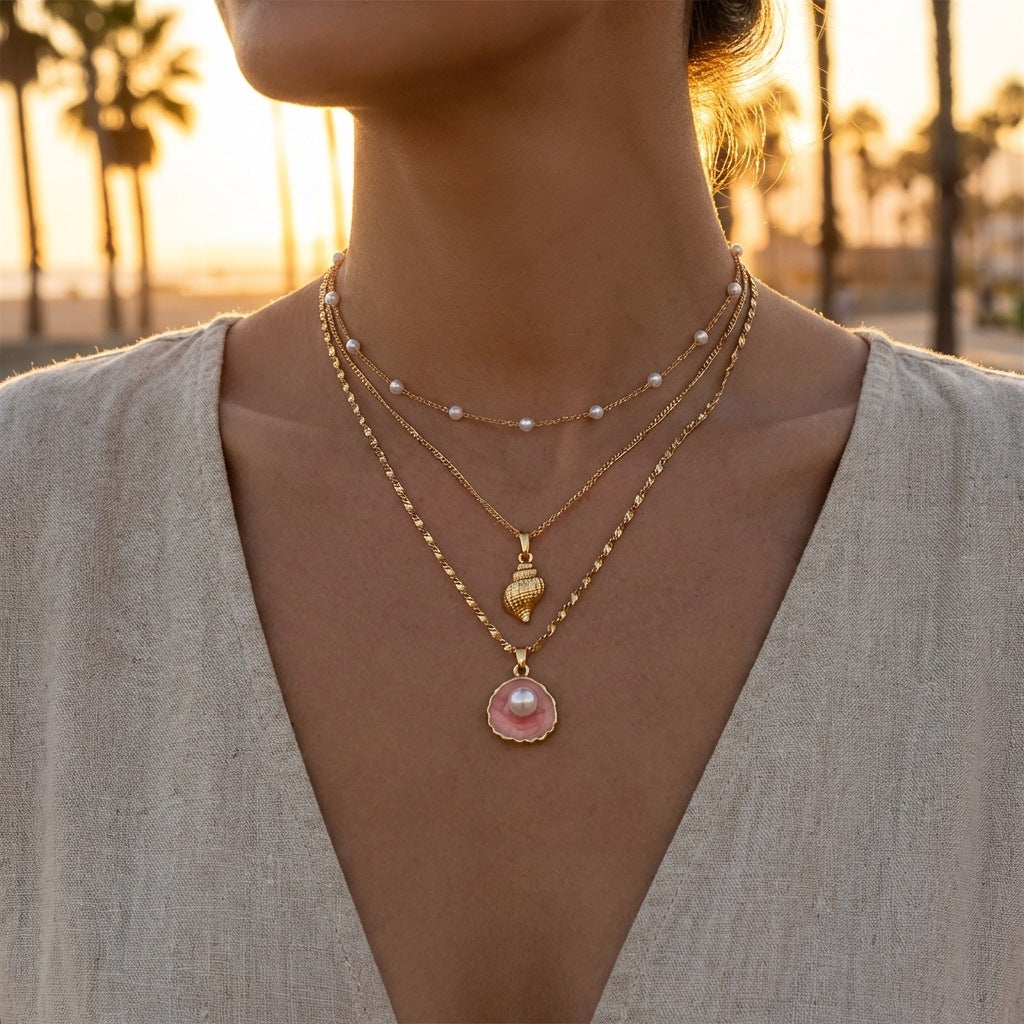 Women's Layered Pendant Necklace Set Zinc Alloy Necklace