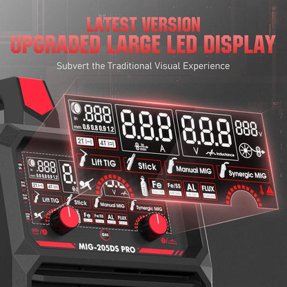 135Amp MIG Welder,110V Flux Core Welder Flux Core MIG/Lift TIG/Stick 3-in-1 Large LED Digital Display Welding Machine IGBT Inverter Welder FLUX-135PRO