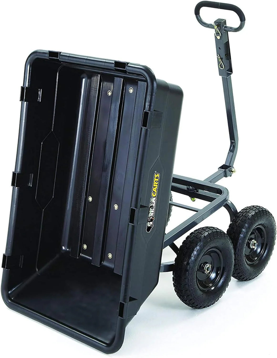 Heavy Duty Poly Utility Dump Wagon Garden Cart w/Pneumatic Tires, 6 Cu Ft - 1200 lb Capacity Outdoor Wheelbarrow for Yard, Landscaping & Gardening, Lawn Tractor or ATV Towable-Gorilla Carts