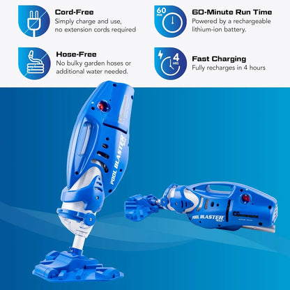Cordless Pool Vacuum for Deep Cleaning & Strong Suction, Handheld Rechargeable Swimming Pool Cleaner for Inground and Above Ground Pools, Hoseless Pool Vac by