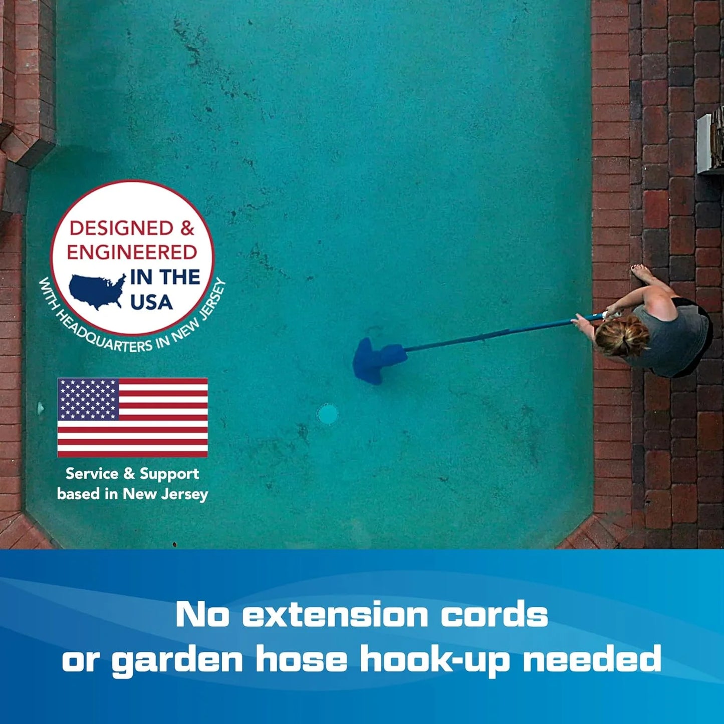 Cordless Pool Vacuum for Deep Cleaning & Strong Suction, Handheld Rechargeable Swimming Pool Cleaner for Inground and Above Ground Pools, Hoseless Pool Vac by