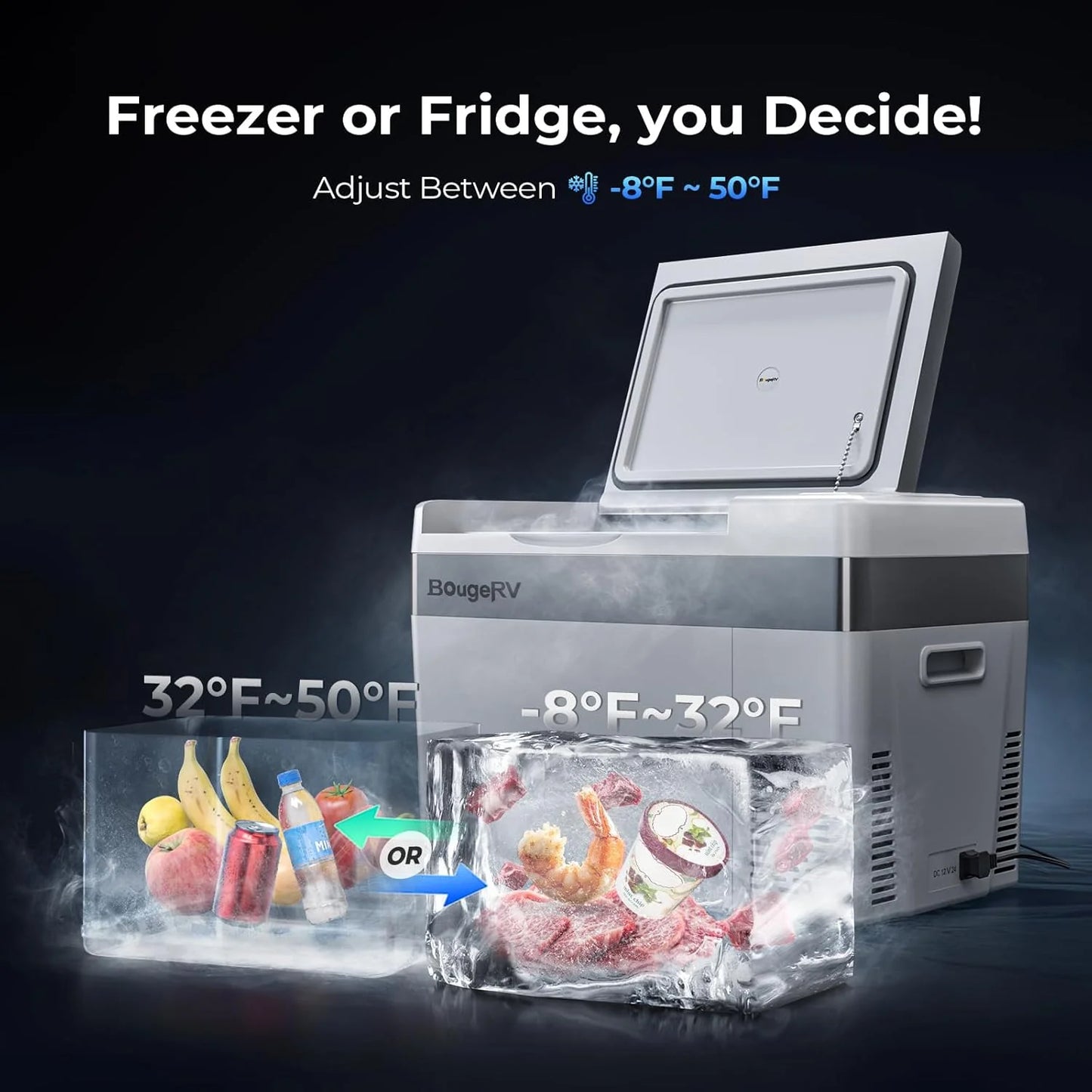 12 Volt Refrigerator 12V Car Fridge 23 Quart Portable Freezer Compressor Cooler 12/24V DC 110~240 Volt AC for Truck Van RV Camper SUV Travel Camping Road Trips Tailgating -7℉~50℉