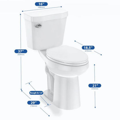 21Toilet, Elongated Toilets for Bathrooms, Two-Piece Toilet with Soft Close Seat, 1.28 Siphonic Flush Toilet with Universal Height ADA Cotton White