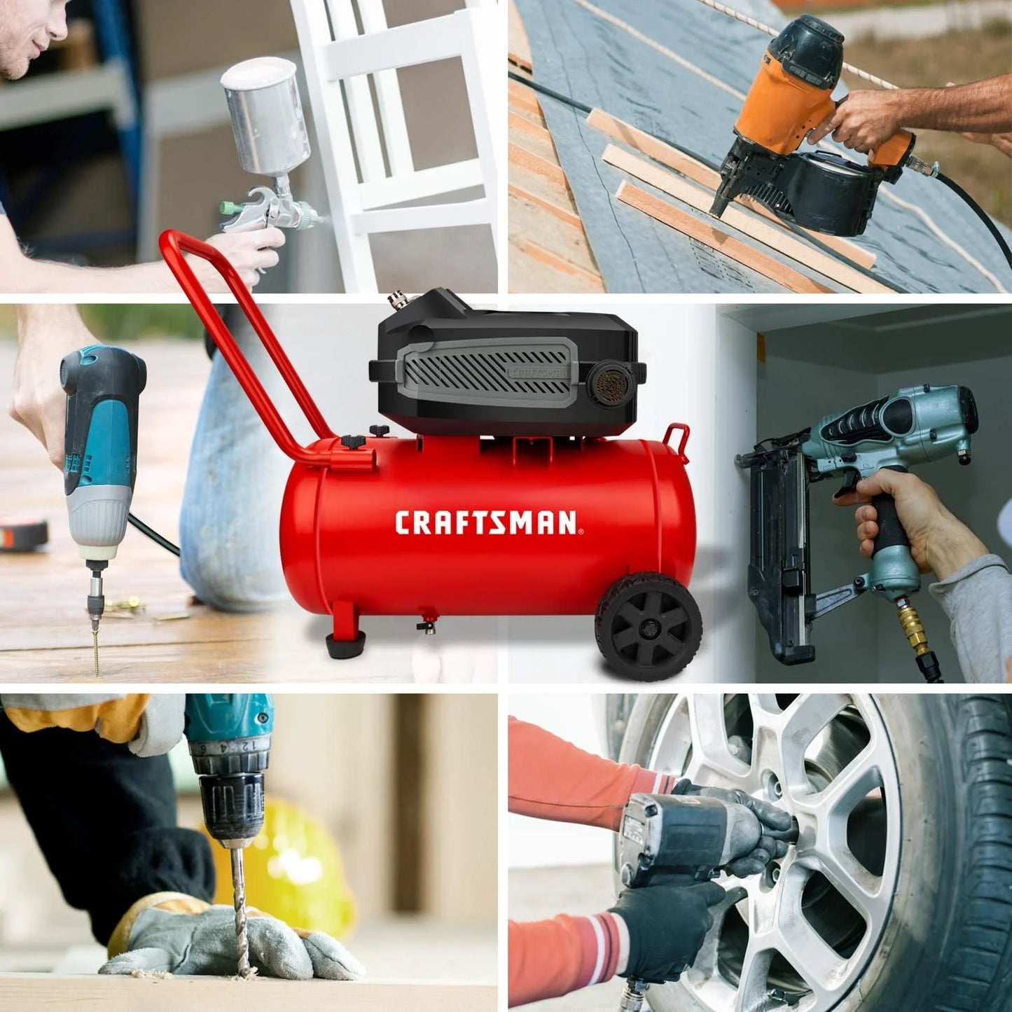 HARD Air Compressor, 10 Gallon 1.8 HP 175 PSI, 4.0CFM@90PSI, Oil Free and Maintenance Free, Portable with Large Wheels, CMXECXA0201041