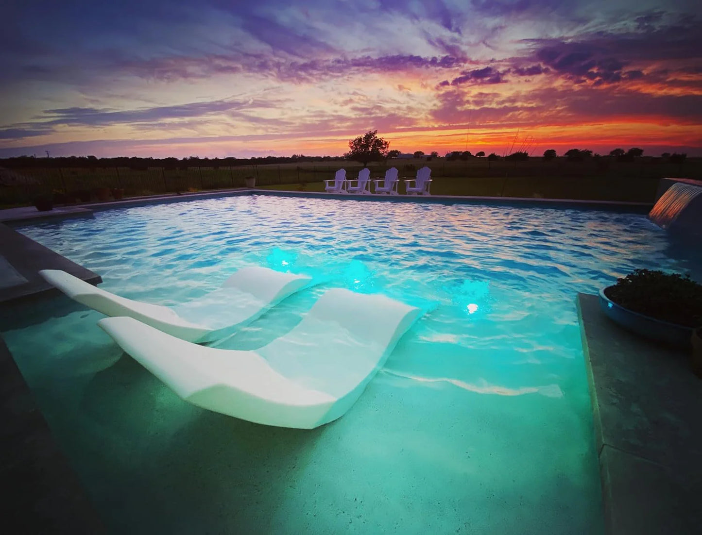 Classic White - in-Pool Chaise Lounger – Designed for Water Depths Up to 9” – Aqua Outdoors – Set of 2 – Compatible with All Pool Types - Poolside & Sun Deck Tanning